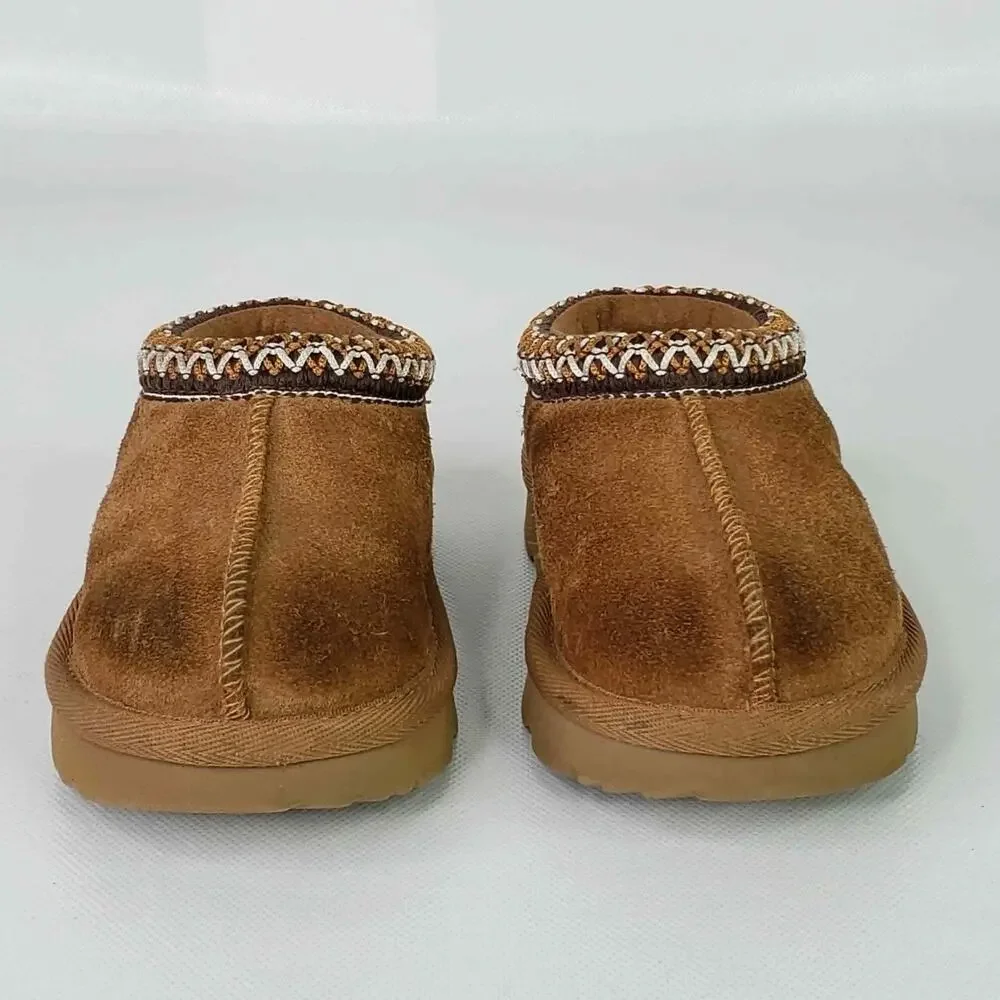 UGG Tasman II Slipper Kids Size 6 Chestnut Suede Brown Shearling Lined
